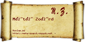 Máté Zoárd névjegykártya